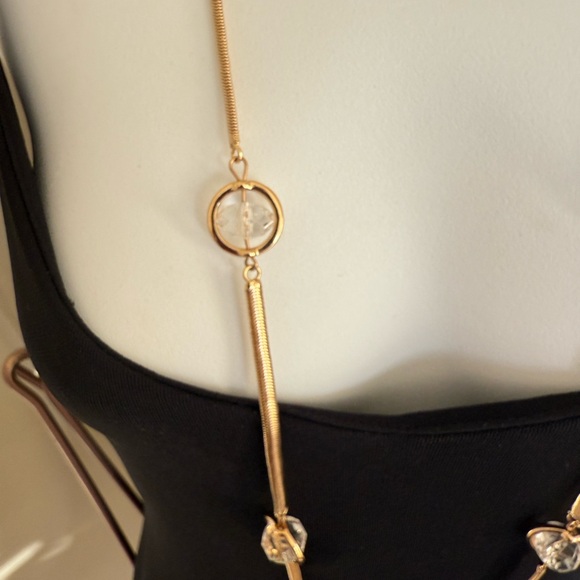 Chico’s Slinky Single Strand Gold and clear bead necklace - Picture 4 of 8